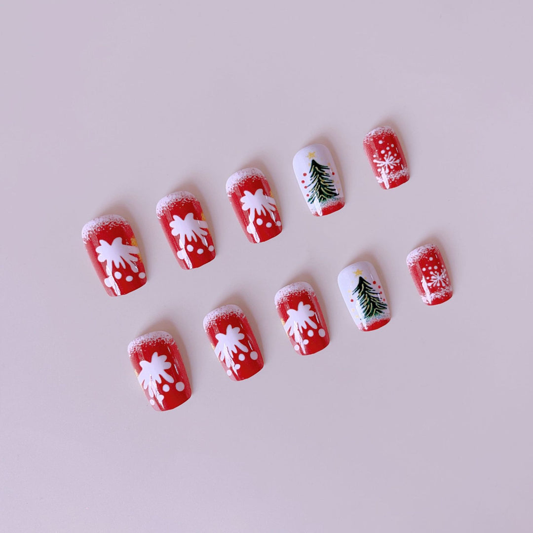 Artificial nail set with festive Christmas design Bowlift