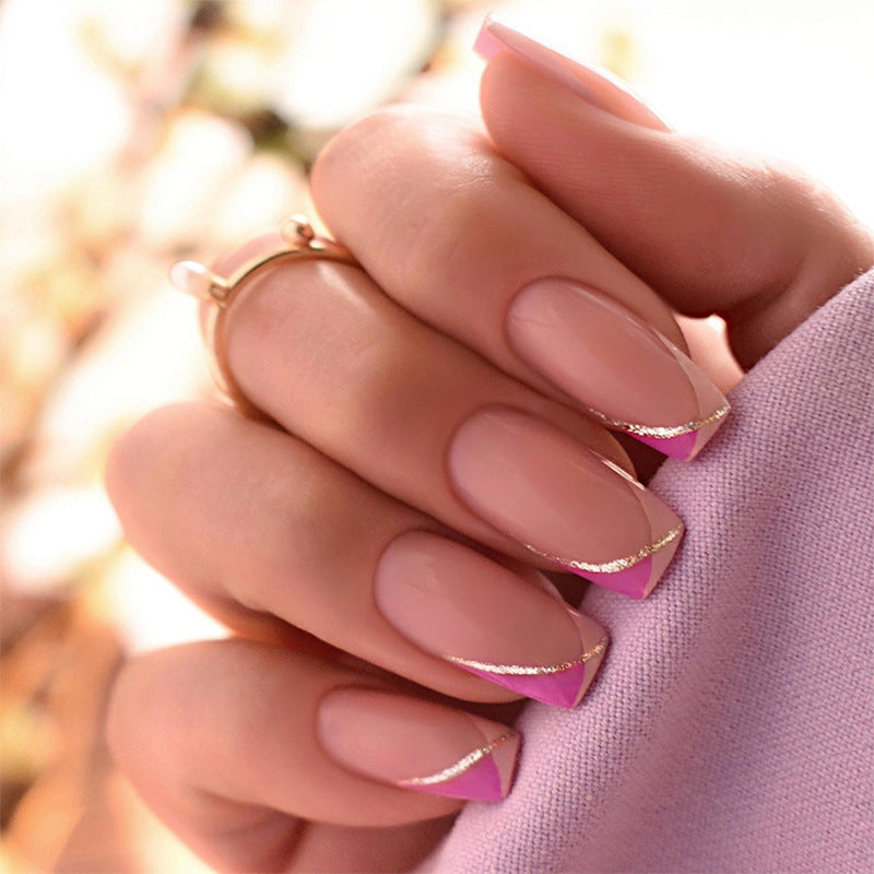 Artificial nail set with elegant gradient and glitter details Bowlift