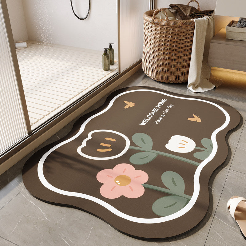 Decorative Floral Bath Mat Bowlift