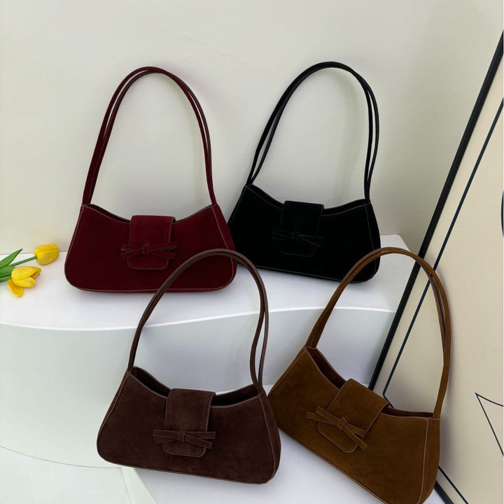 Elegant Bow-Detail Velvet Handbag Bowlift