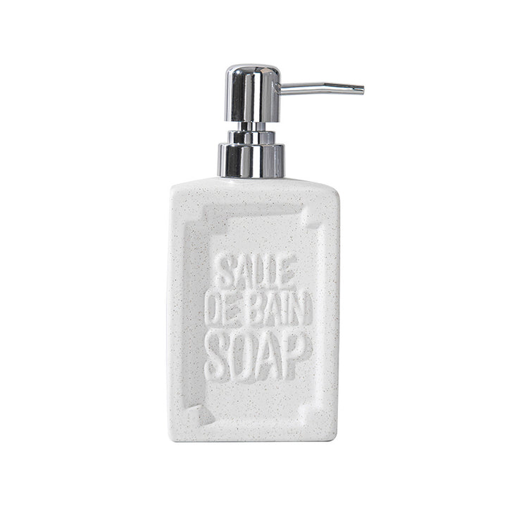 Embossed Ceramic Bathroom Soap Dispenser with Chrome Pump Bowlift