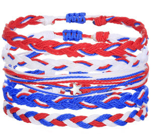 Unisex braided bracelet set made of cotton cords with adjustable sliding knots and star pendant Bowlift
