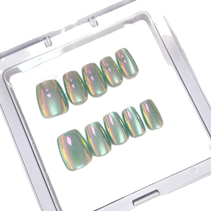 Iridescent Glossy Press-On Nail Set Bowlift
