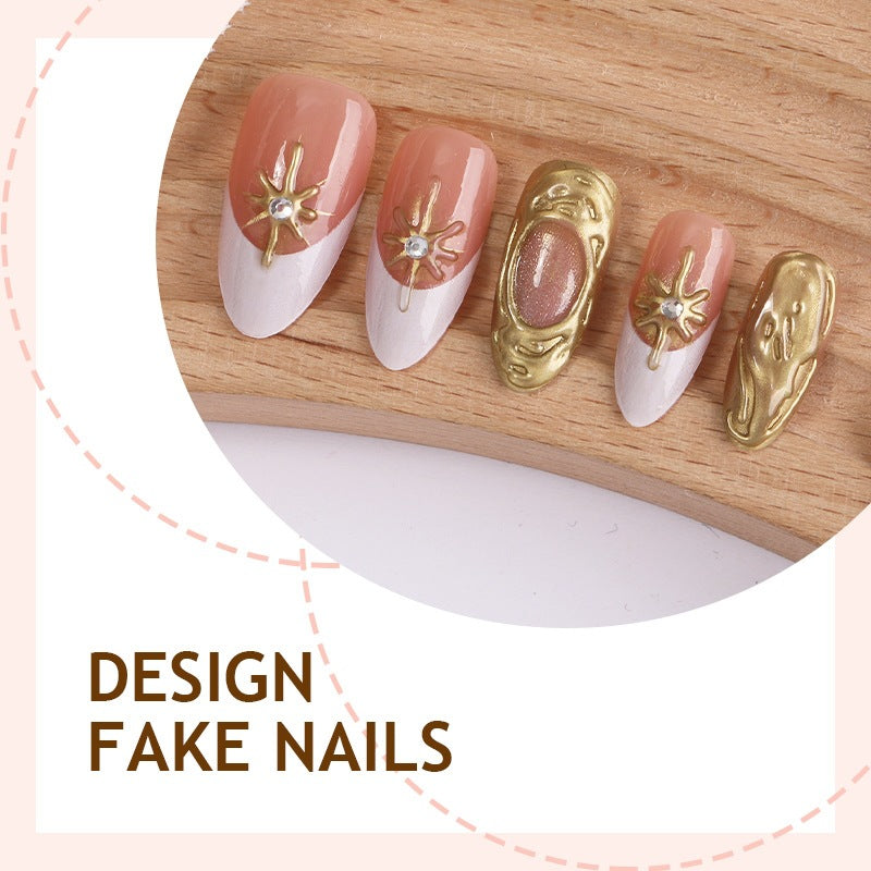 Acrylic nail set with luxurious flower decorations Bowlift