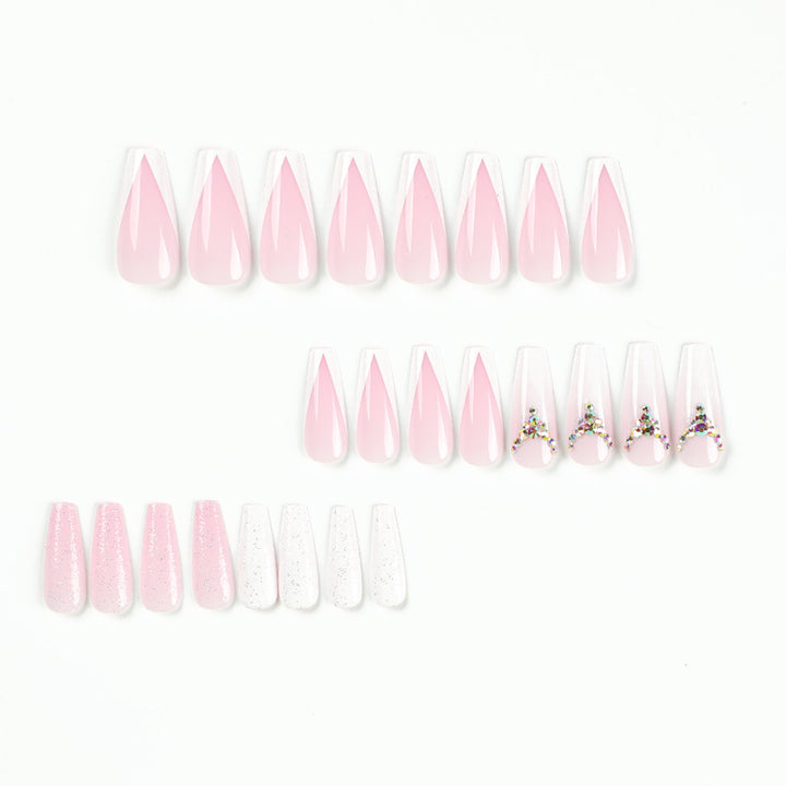 Artful Nail Extensions with Glitter and Rhinestone Accents Bowlift