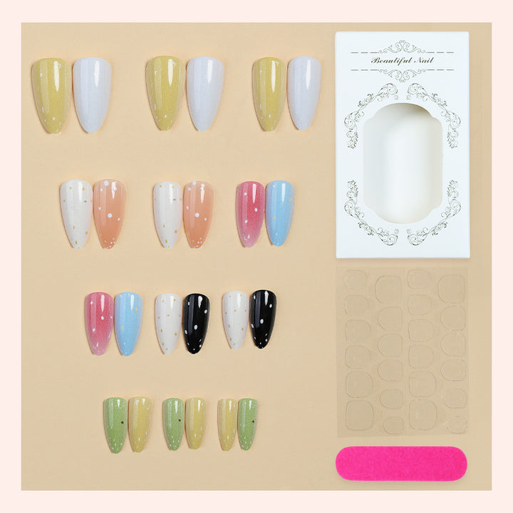 Premium Decorative Press-On Nail Set with Artistic Glitter Effects Bowlift