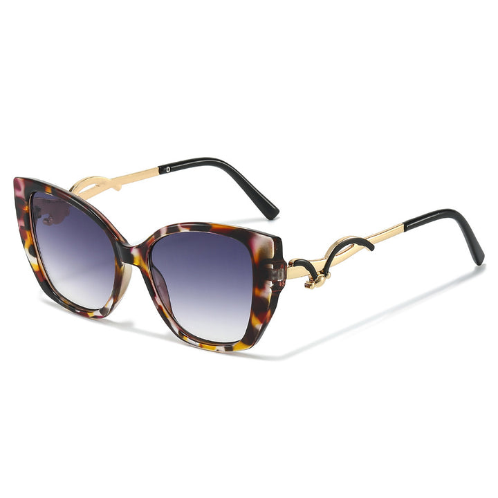 Oversized Geometric Cat-Eye Sunglasses with Gold Accents Bowlift