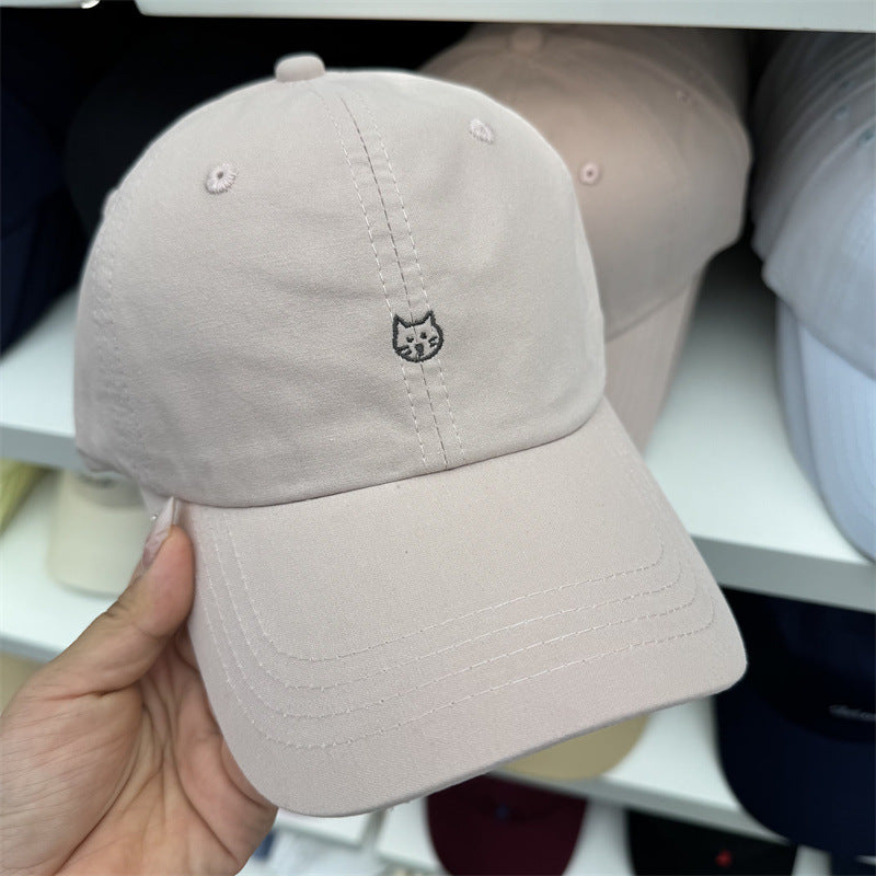 Women's Cat-Embroidered Cotton Baseball Cap Bowlift