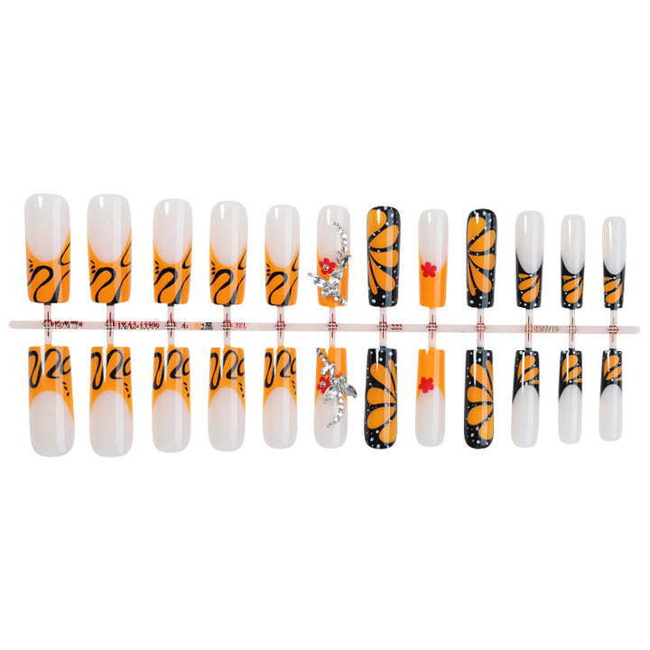 Creative nail set with shimmering floral and geometric designs Bowlift