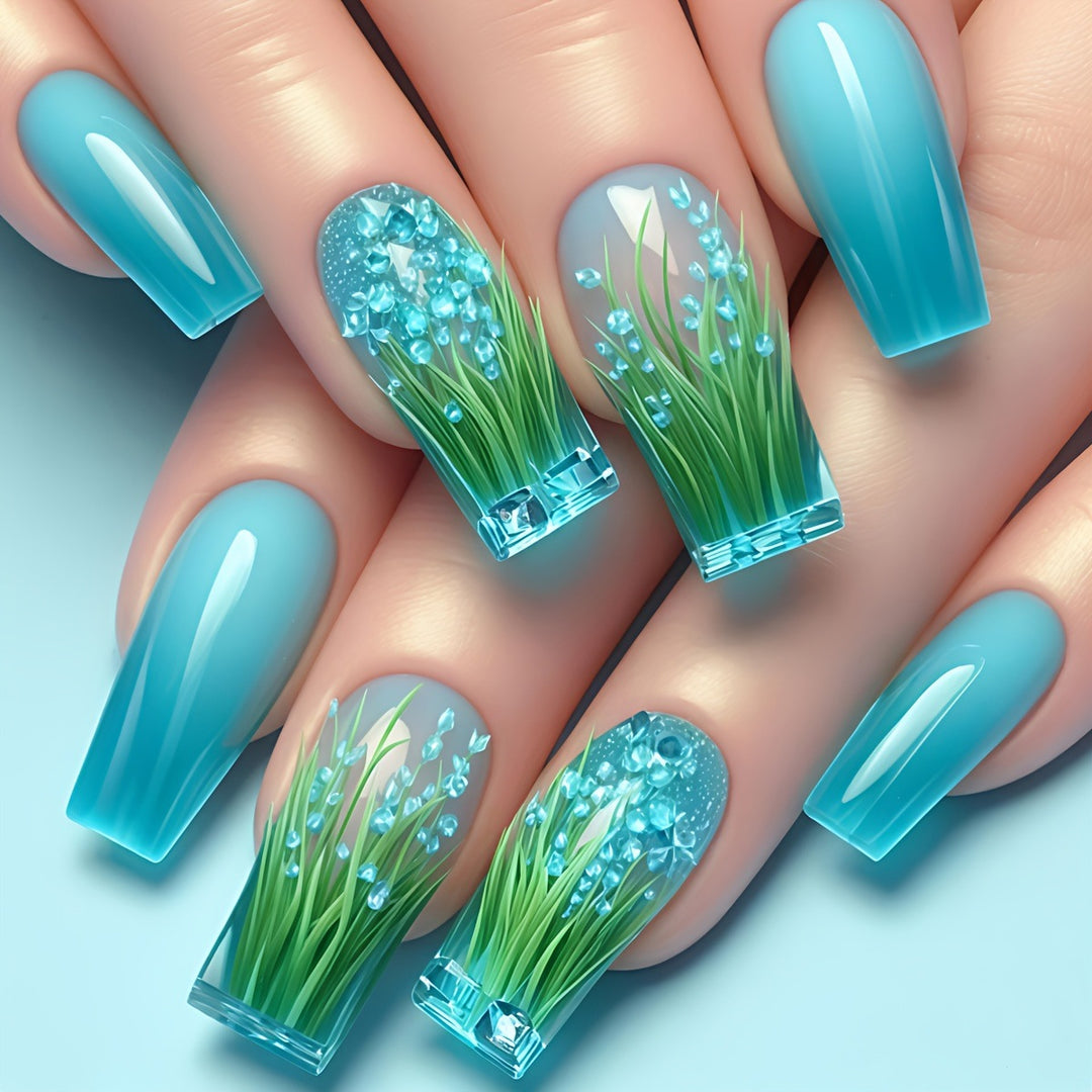 Artificial nails with innovative water motif Bowlift