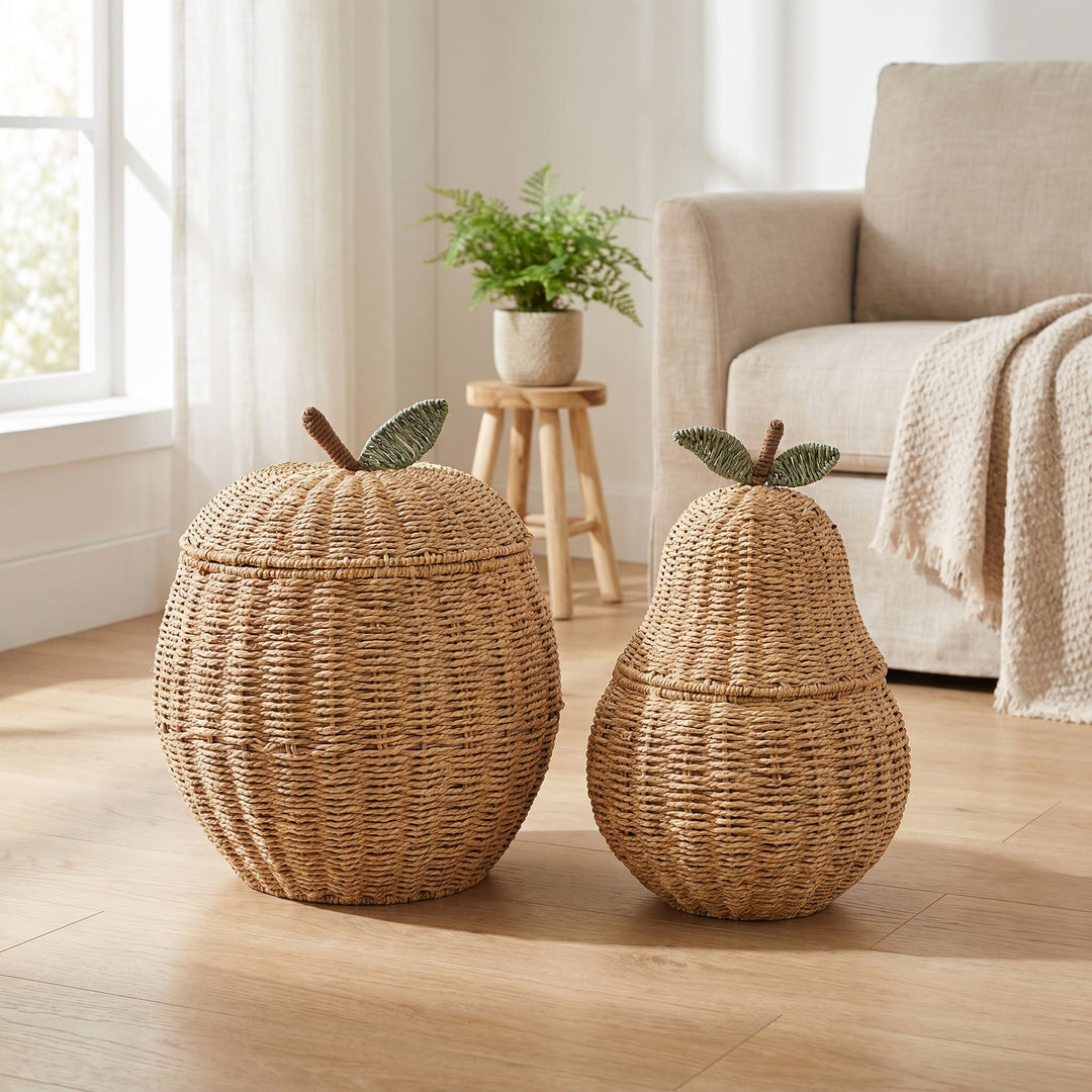 Decorative Woven Fruit-Shaped Storage Basket Bowlift