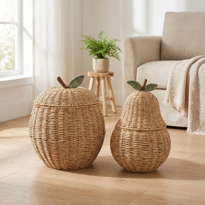 Decorative Woven Fruit-Shaped Storage Basket Bowlift