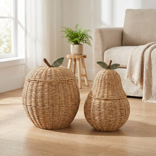 Decorative Woven Fruit-Shaped Storage Basket Bowlift