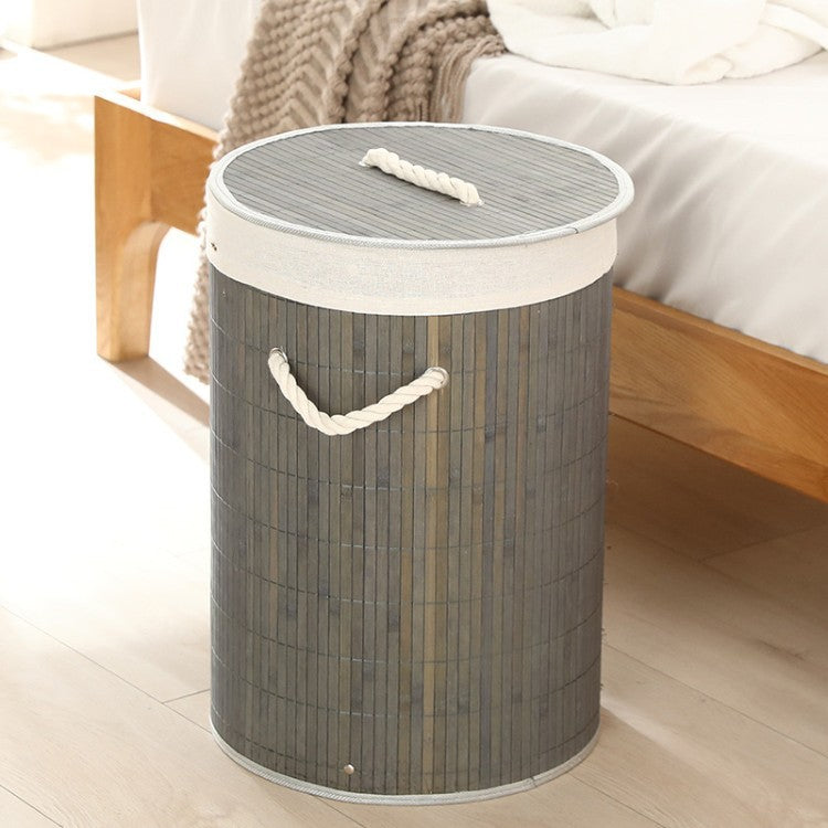 Elegant Laundry Basket Made of Bamboo with Practical Lid Bowlift
