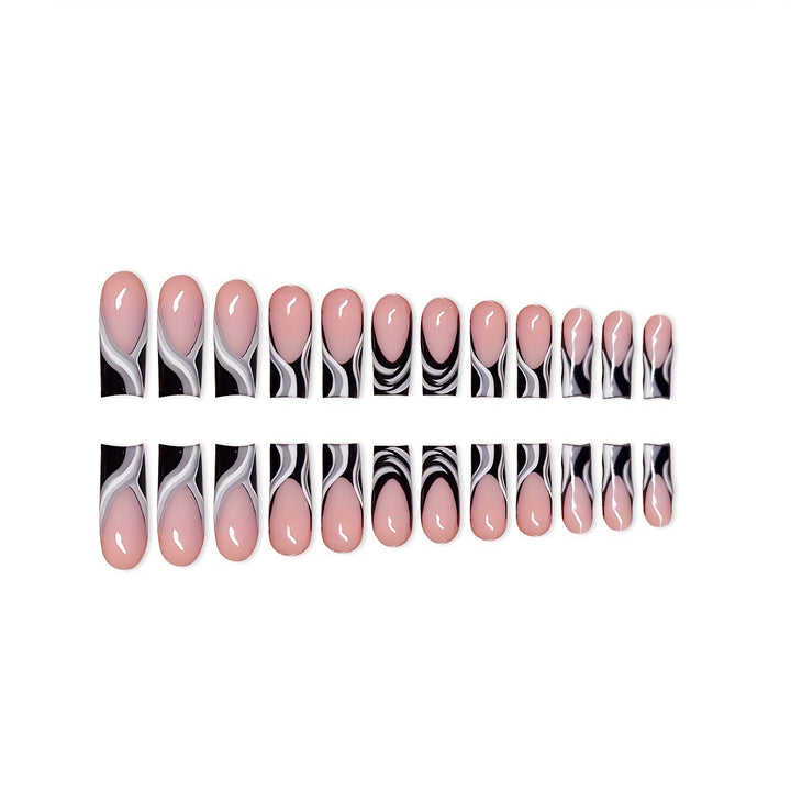 Artistic Press-On Nail Extensions with Marble Design Bowlift