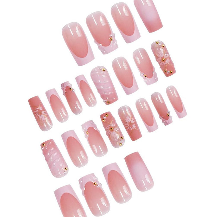 Elegant Floral Decorated Press-On Nails Bowlift