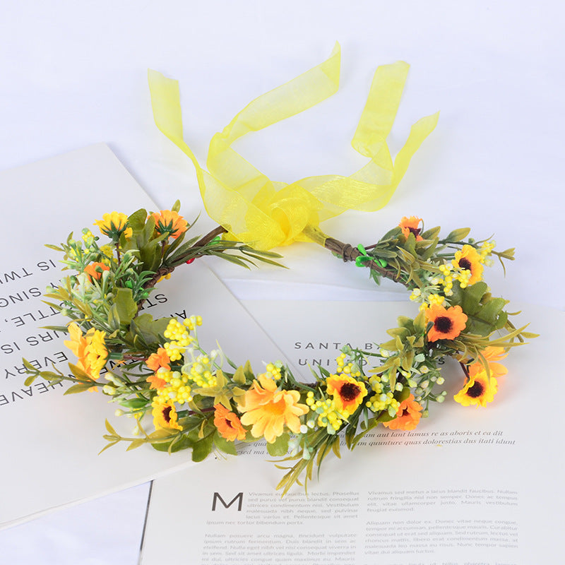 Handmade Romantic Artificial Flower Crown Headband for Bridal and Festival Bowlift
