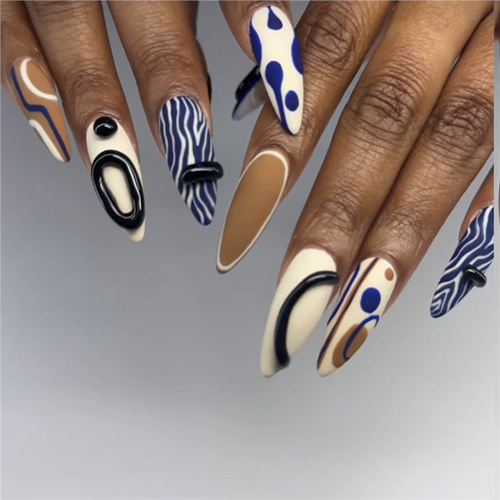 Artistic Abstract Pattern Press-On Nail Extensions Bowlift