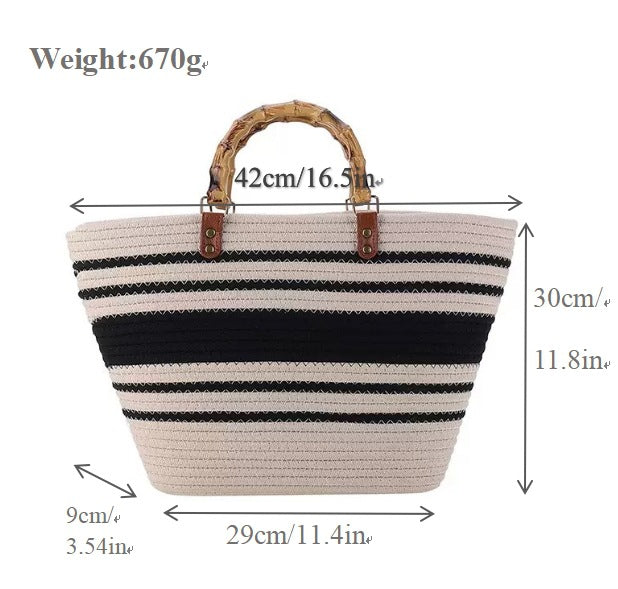 Stylish basket bag with bamboo handles Bowlift