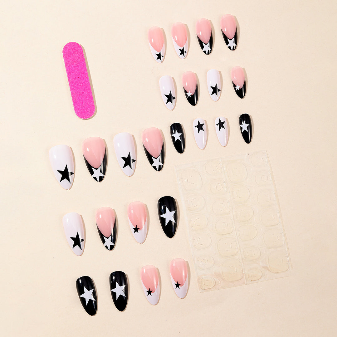 Stylish Star Accent Stiletto Nail Art Bowlift