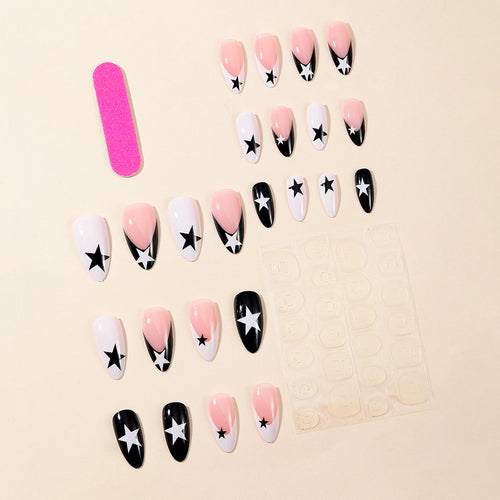 Stylish Star Accent Stiletto Nail Art Bowlift