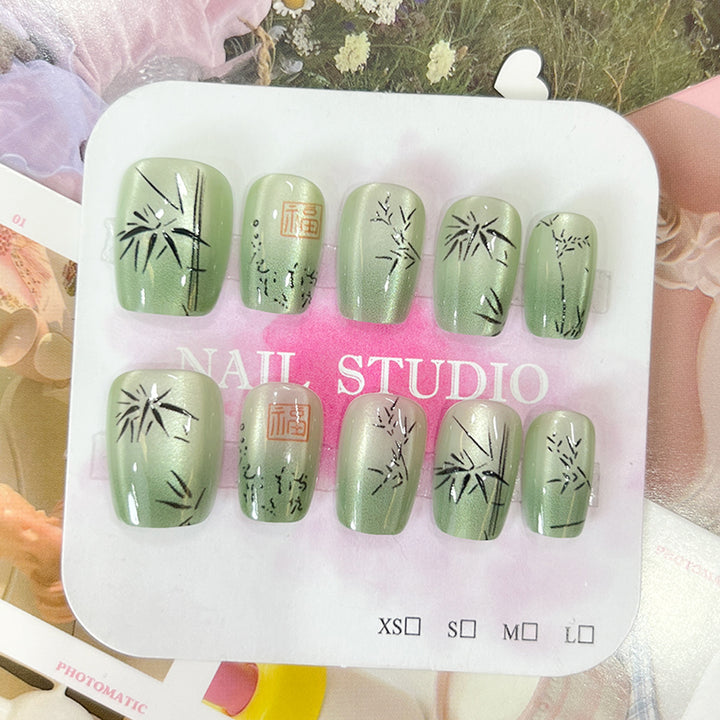 Artistic nail tips with bamboo motif Bowlift