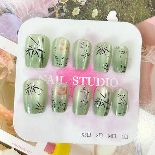 Artistic nail tips with bamboo motif Bowlift