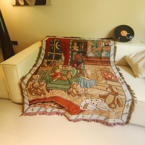 Cozy Animal-Themed Woven Throw Blanket