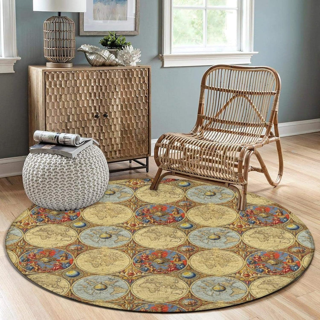 Artistic Celestial Theme Round Rug