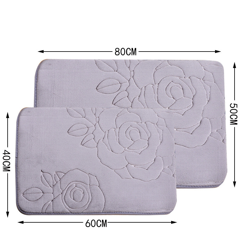 Decorative Rose Pattern Bath Mat Bowlift