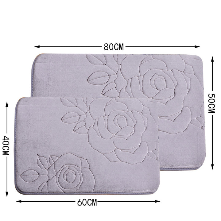 Decorative Rose Pattern Bath Mat Bowlift