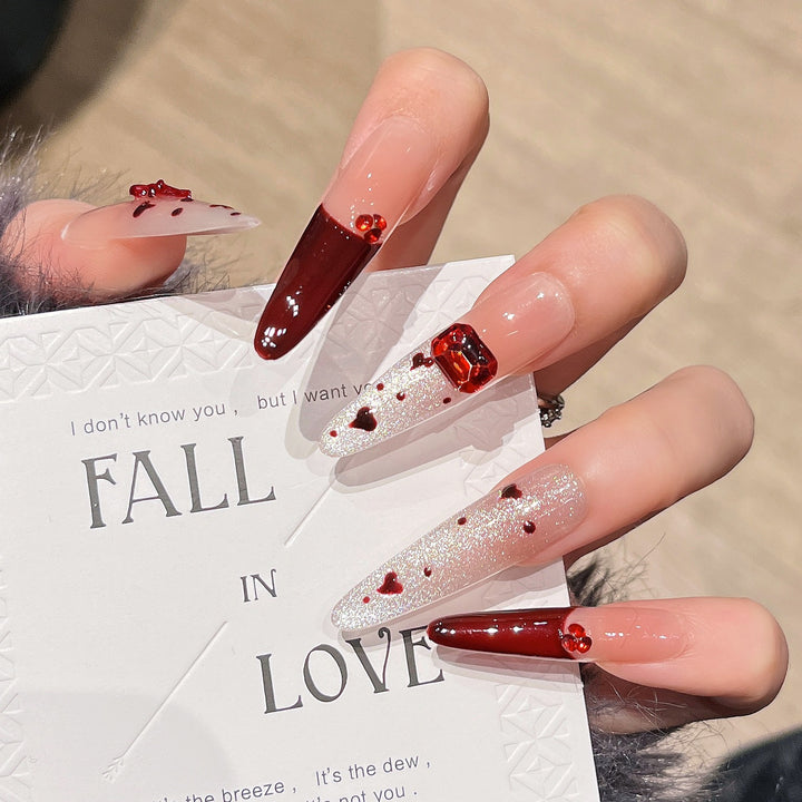 Decorative Press-On Nails with Gem Accents Bowlift