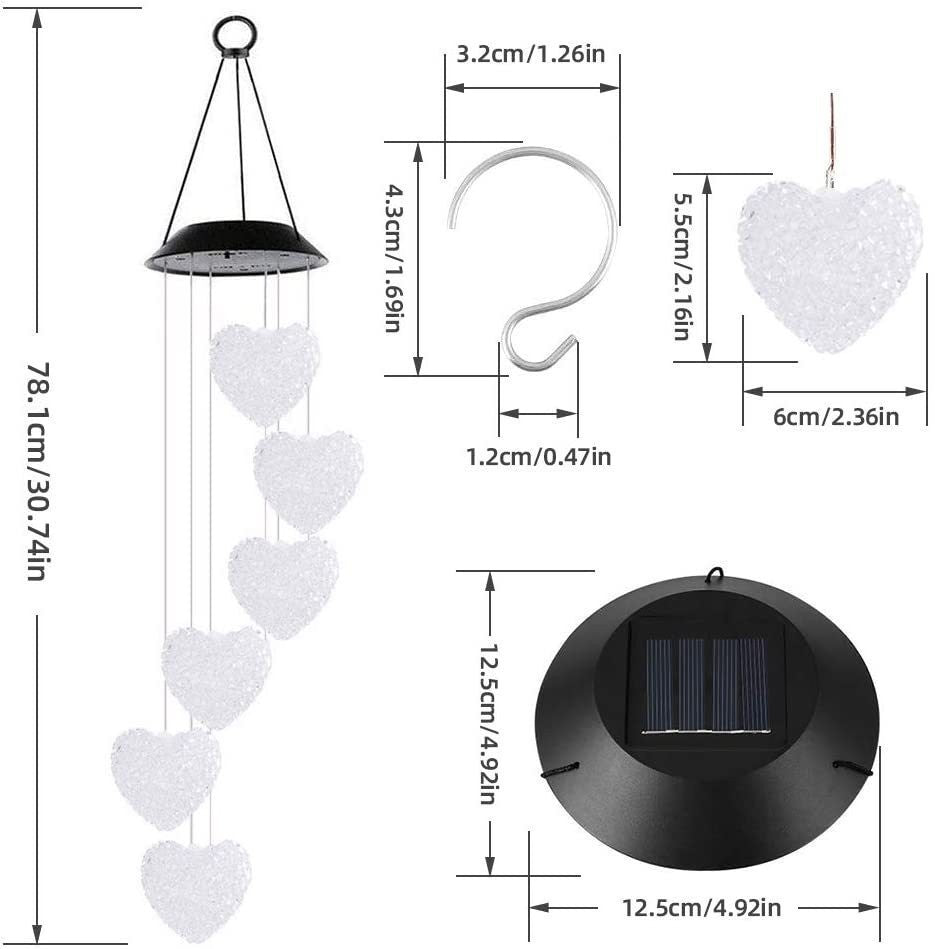 Solar-Powered Hanging Hummingbird LED Wind Chime With Color-Changing RGB Acrylic Birds And Weatherproof Top Bowlift
