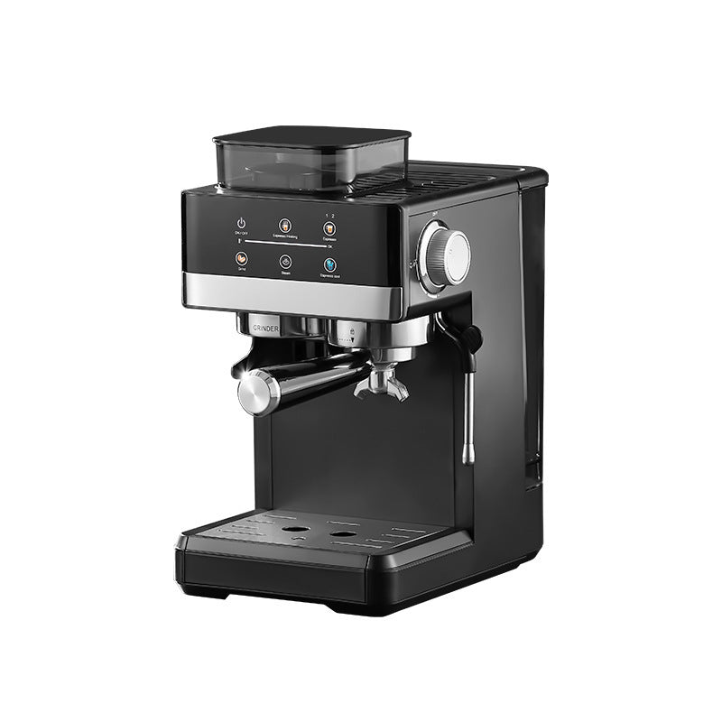 Espresso machine with integrated grinder and steam nozzles Bowlift