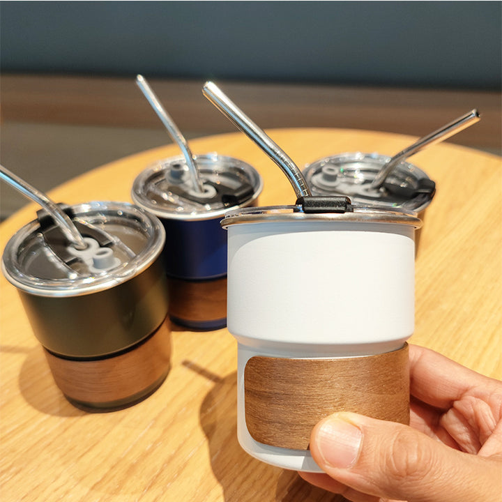 Ladies stylish stainless steel drinking cups with wood application Bowlift