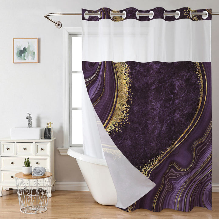 Elegant Marble Design Shower Curtain Bowlift