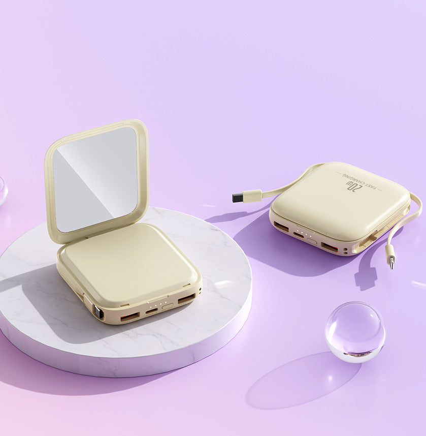 Portable power bank with integrated mirror and multifunctional charging cable Bowlift