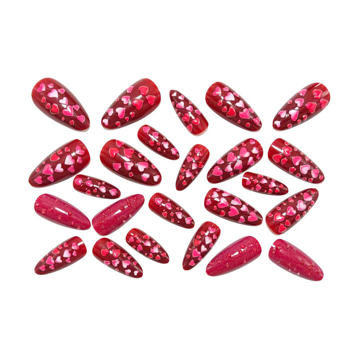 Artificial nails with heart design and gloss finish Bowlift