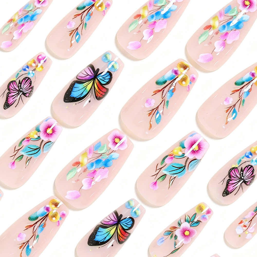 Artistic Butterfly Design Press-On Nail Set Bowlift