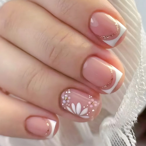 Floral Design Acrylic Press-On Nails Bowlift