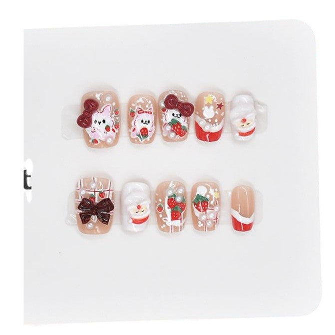 Festive Character-Themed Press-On Nail Set Bowlift