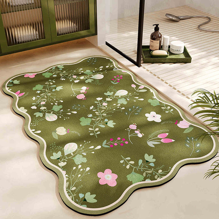 Floral Pattern Bath Mat Bowlift