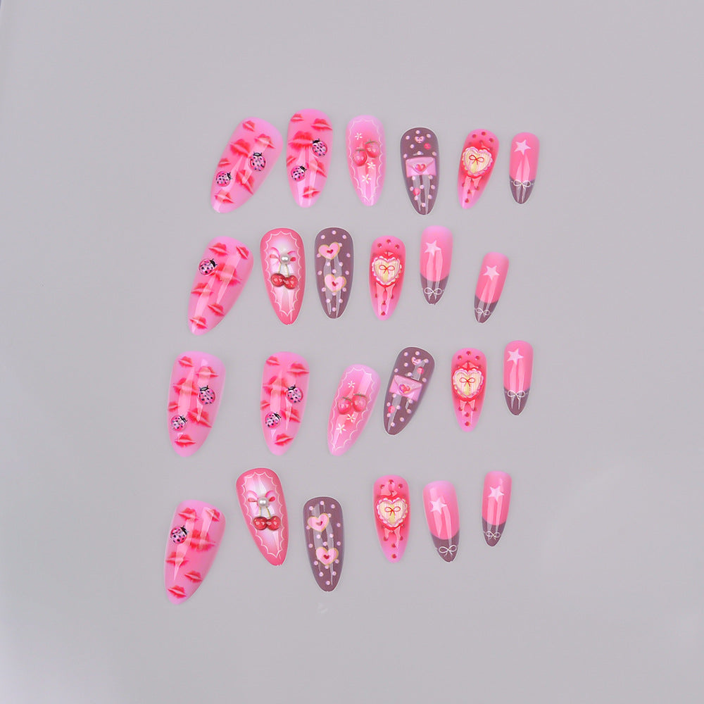 Romantic Themed Press-On Nail Set Bowlift