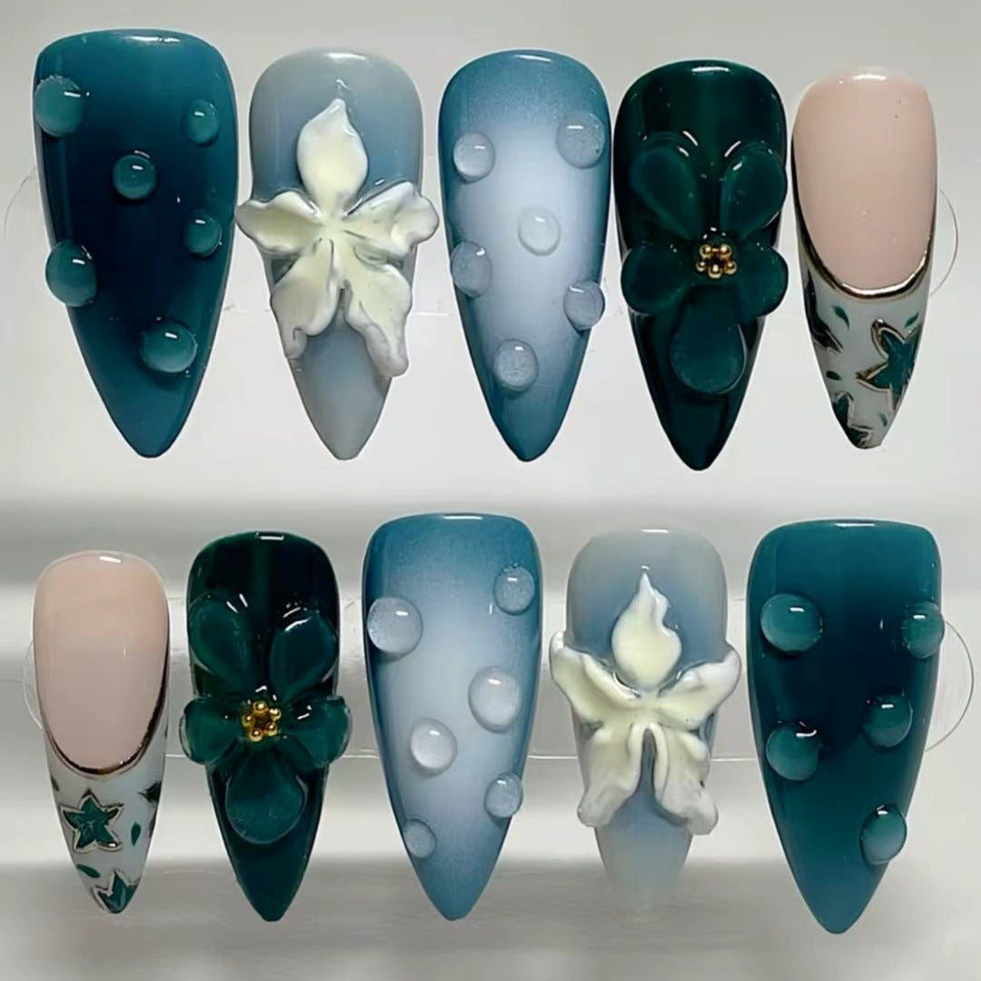 Decorative Press-On Nail Art with Floral Elements Bowlift