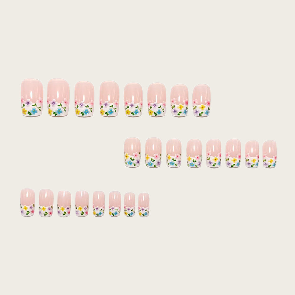 Artificial nails with floral applications Bowlift