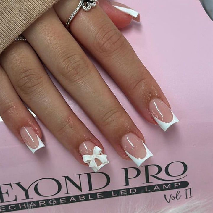 Elegant French Tip Press-On Nails Bowlift