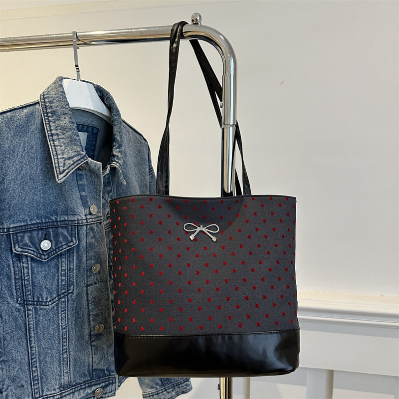 Heart-Embellished Canvas Tote Bag Bowlift