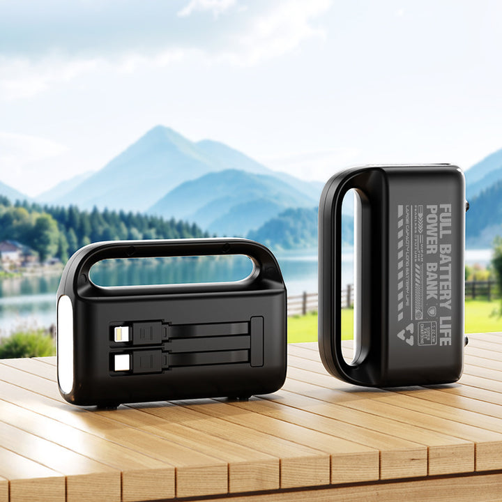 Portable power bank with integrated cable and ergonomic design Bowlift