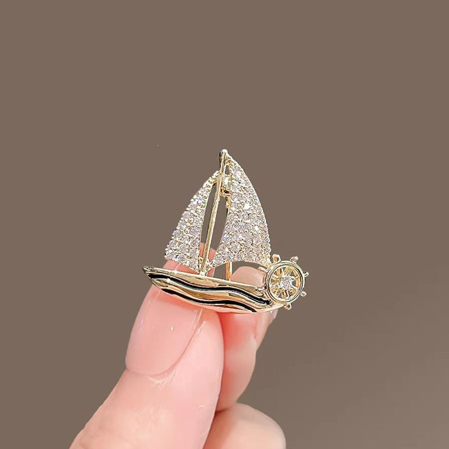 Elegant Sailboat Brooch Bowlift