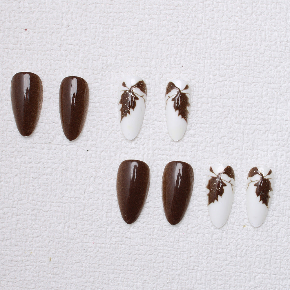 Artistic Leaf-Designed Press-On Nails Bowlift